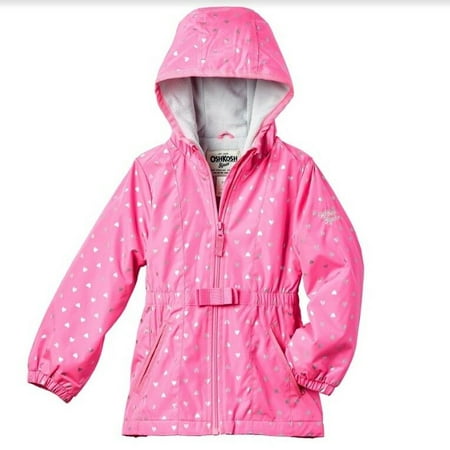 Osh Kosh B'Gosh Girls' Heart Printed Midweight Transitional Jacket, Pink (2T)