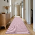 thumbnail image 3 of FairOnly Geometric Pink 2.5'x8'Runner Rug Washable Ultra Thin Non-Slip Pet Friendly Modern Striped Rug for Bedroom Kitchen, 3 of 7