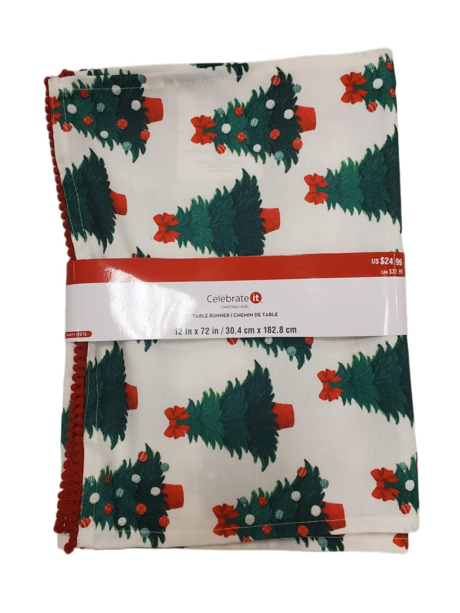 Spode Christmas Tree Table Runner - 14" X 90" Cotton/Polyester Holiday Dining Table Decor