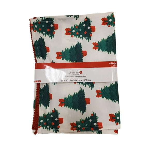 Christmas Tree Table Runner 12"x72" - Holiday Decor