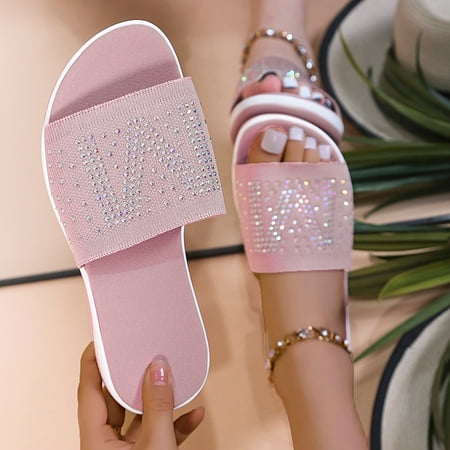 

〖Yilirongyumm〗 Pink 42 Slippers For Women Shoes Sandals M Rhinestone Sandals Ladies Fashion Breathable Platform Women s Slipper
