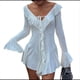 thumbnail image 1 of Vestido Mini Ajustado de Larga con Escote en V y Hombros Descubiertos con Volantes en para Mujer M, 1 of 10
