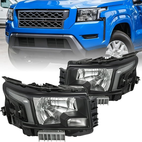 For 2022 2023 2024 Nissan Frontier Halogen Black Headlights Assembly Lamps Pair