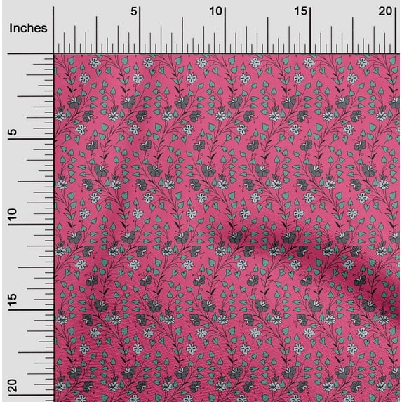 oneOone Cotton Flex Fabric Leaves & Floral Block Fabric Prints By Yard 40 Inch Wide
