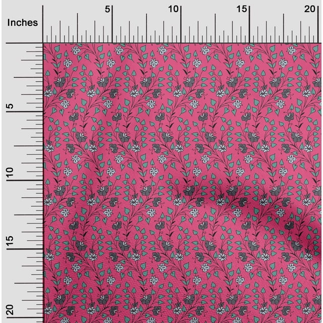 oneOone Polyester Lycra Fabric Leaves & Floral Block Print Fabric BTY 56 Inch Wide