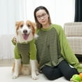 thumbnail image 2 of NovaStitch Fleece Dog T-Shirt Striped Short Sleeves Pet Sweatshirt Soft Dog Shirts Lightweight Stretchy Dogs Clothes for Medium Dogs Green L, 2 of 6