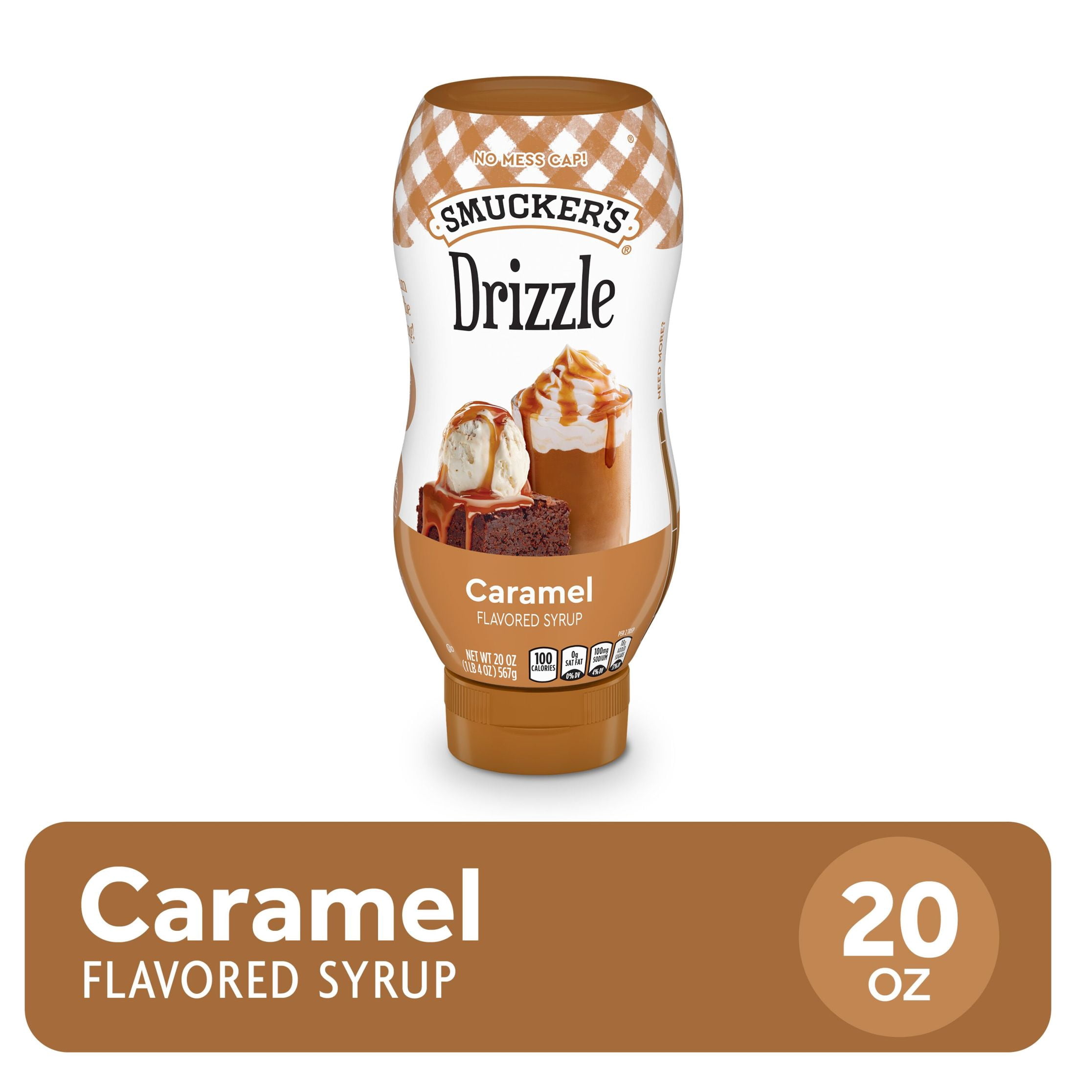 (2 pack) Smucker's Drizzle Caramel Artificially Flavored Syrup, 20 oz Squeezable Bottle