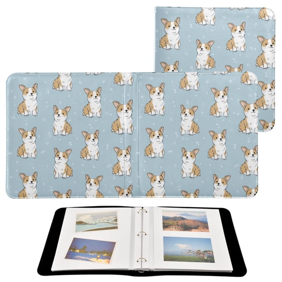 PU Leather Photo Album with Self-Adhesive Pages Scrapbook DIY Picture Holds 20 Sheets Cute Little Dog Pattern