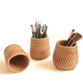 thumbnail image 1 of Handmade makeup brush holder，Pencil Holder for desk, Rattan Pen Cup(Cylinder)-3 Shape, 1 of 6