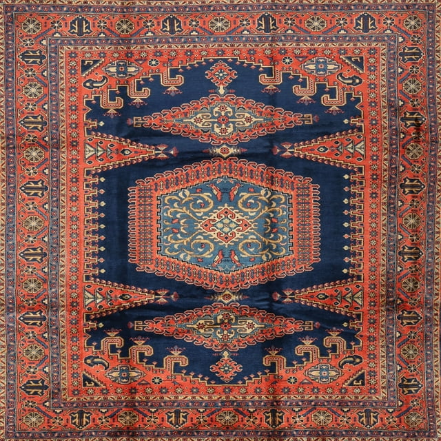 Ahgly Company Tapis d'Intérieur Lavable en Machine Carré Traditionnel Safran Rouge, 4 Pieds Carré