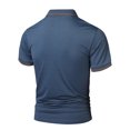 thumbnail image 4 of hoksml Men's Summer Thin Polos Shirt Casual Loose Lightweight T Shirt Solid Color Collared Button Short Sleeve Comfortable Breathable Turndown Collar Top Elastic Cuffs, 4 of 5