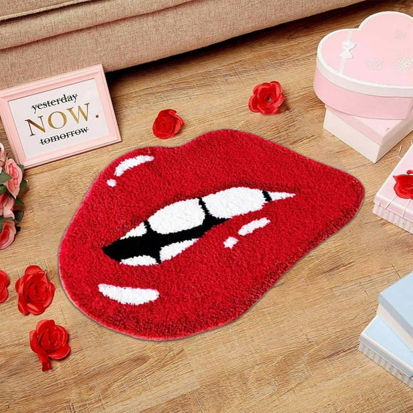 mtvxesu Red Lip Carpet Decoration Door Mat Antislip Indoor Outdoor Front Door Bathroom Entrance Mat Carpet Carpet up to 50% Off