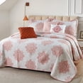 thumbnail image 3 of Home Soft Things 6 Piece Chelsea Printed Quilt bedspread Set - Coral - Queen (90"x90"), 3 of 12