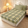 thumbnail image 2 of Manfei Geometric Check Zipper Full Size Comforter Sets with Fitted Sheet and 2 Pillowcases,Classic Plaid Zipper Bedding Set,Yellow Green Brown,Reversible,4pcs, 2 of 8
