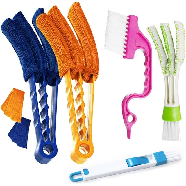 TuNan Set of 5 - Window Blind Cleaner Duster Sliding Door Track Brush, Windowsill Sweeper 2-in-1, Hand-held Groove Gap Cleaning Tool for Shutters, Air Conditioner, Car Vents, Window Sill