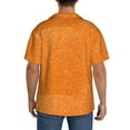 thumbnail image 3 of Balery Orange Glitter2 Camisa Casual de Manga Corta con Botones para Hombre, Texturizada, Estilo Cubano, para Playa, Verano-Small, 3 of 5