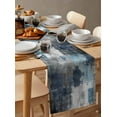 thumbnail image 6 of Navy Blue Grey Table Runner Cotton Linen 36 Inch Holiday Dresser Scarves, Modern Oil Painted Abstract Art Aesthetics Tablerunner for Kitchen Coffee Dining Bedroom Dinner Scarf Décor 13''x36'', 6 of 9