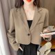 thumbnail image 1 of Blazers recortados para mujer 2024, nueva moda coreana, chaqueta de traje de manga larga con botones, elegante blazer de oficina que combina con todo para mujer, 1 of 6