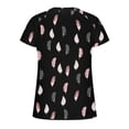 thumbnail image 5 of Blusa de camiseta con estampado de cuello en V de manga corta informal de verano a la moda para mujer Pompotops qwe24573, 5 of 5