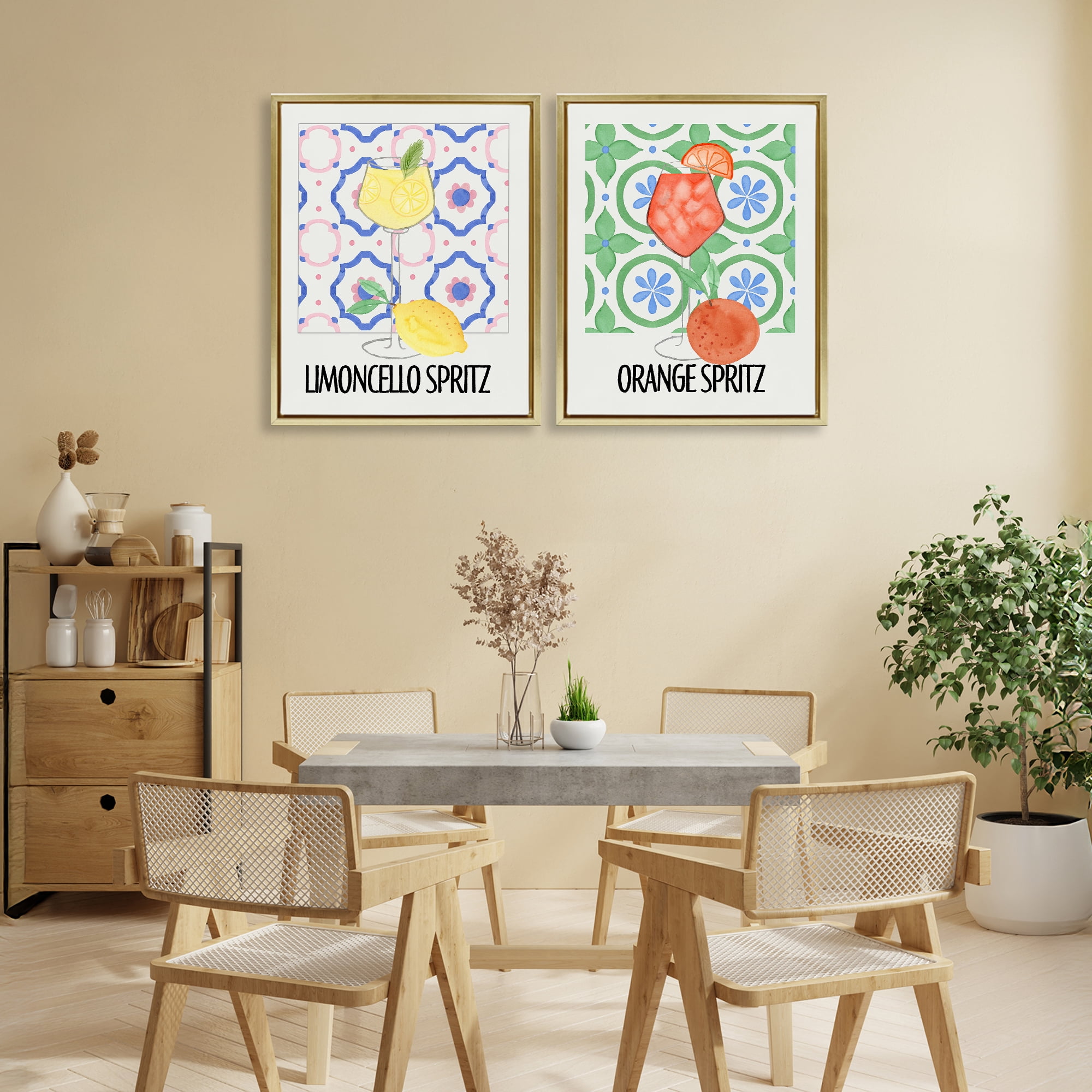 Stupell Industries Citrus Spritz On My Mind 2 Piece Gold Framed Floater Canvas Set, design by Nina Jacobs
