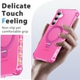 thumbnail image 3 of Dteck for Samsung Galaxy S24 Plus Case with Rotating Magnetic Stand, Compatible with MagSafe, Military-Grade Drop Protection Frosted Translucent Phone Cover for Samsung Galaxy S24+, Rose, 3 of 6