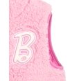 thumbnail image 4 of Chaleco Barbie para niñas pequeñas con piel de oveja sintética con cremallera, color rosa, talla 5, 4 of 5