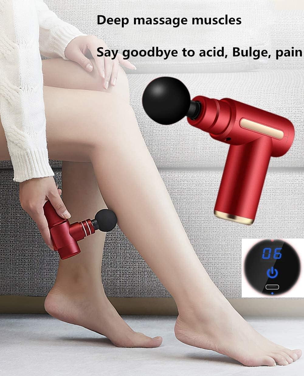 Muscle Massage Gun, Massage Gun Mini Portable Electric Deep Tissue Percussion Massager for Pain Relief, 6 Speed Quiet Body Fascia Gun Handheld Muscle Massager for Athletes with 4 Massage Head