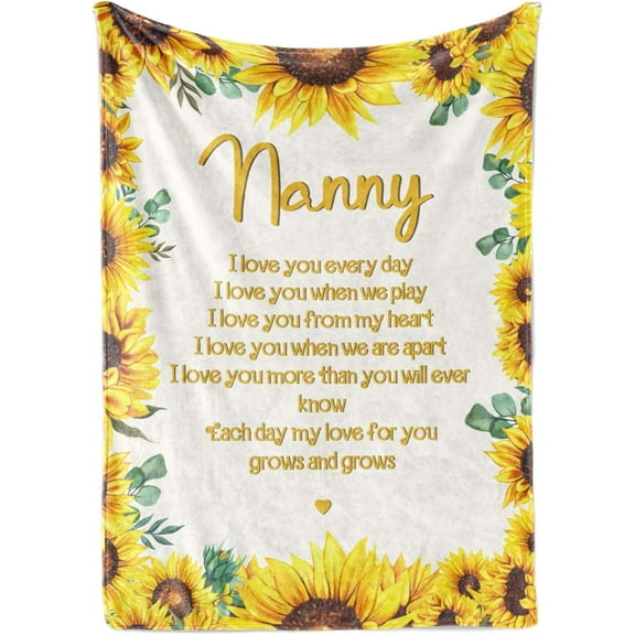 XZYG Nanny Throw Blanket Nanny Gifts Flannel Blankets Gift for Nanny on Mother's Day Birthday and Christmas (Sunflowers)(30*40inch)