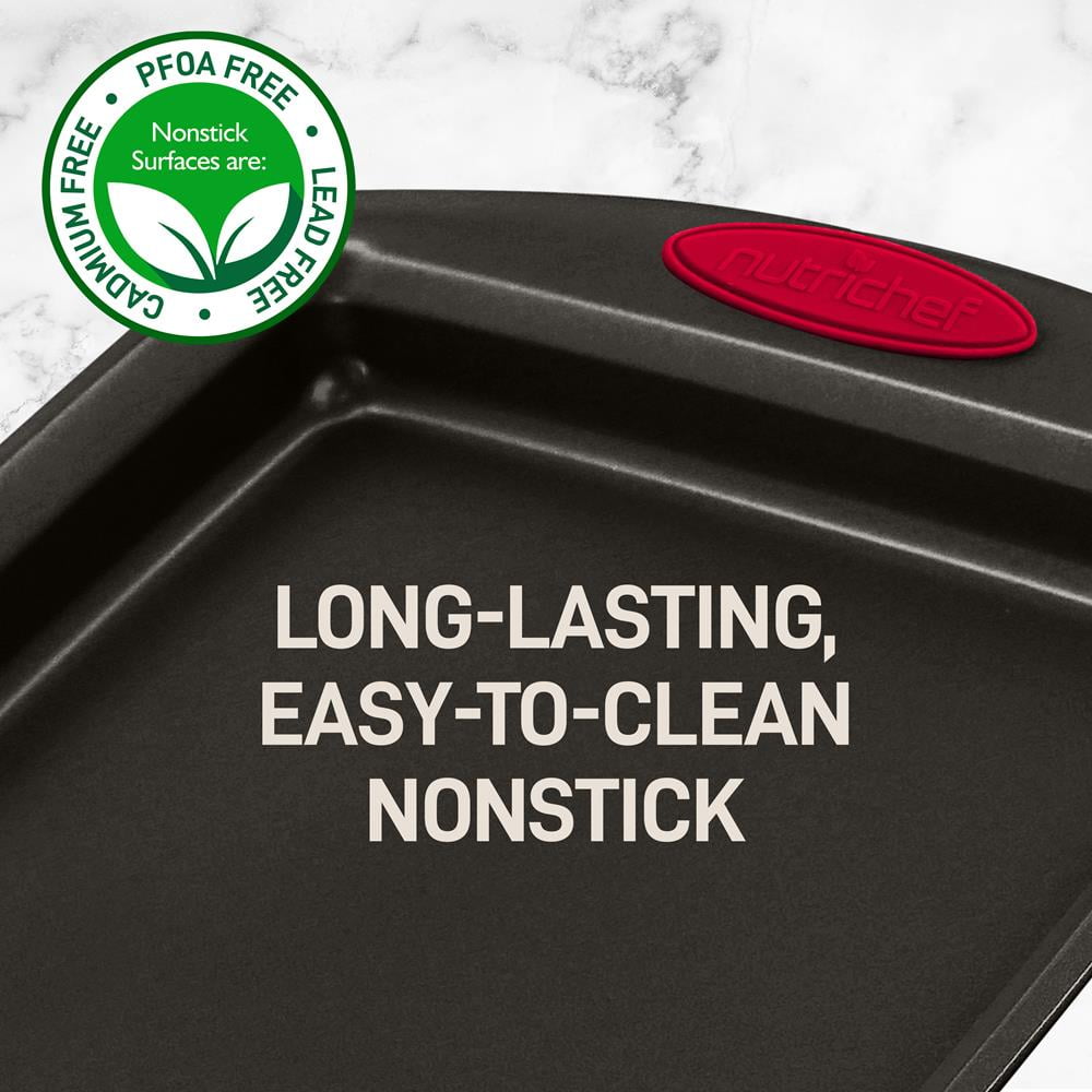 NutriChef 2-Piece Flexible Nonstick Black Coating Carbon Steel Baking Pan Set