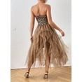 thumbnail image 2 of Women's Solid Color Mesh Panel Strapless Maxi Dress, 2 of 10