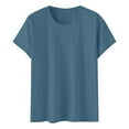thumbnail image 4 of Blue Women's Short Sleeve T-shirt, Women'S Casual Solid Color Cotton Tops Round Neck Short Sleeve Tops Shirts Loose Shirts T Shirts Casual Loose Tops,Women's Short sleeve T-shirt L, 4 of 8