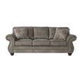 thumbnail image 3 of Roundhill Leinster Nailhead Sofa and Loveseat 2-piece Set, Faux Leather, Stone Gray, 3 of 9