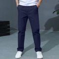 thumbnail image 2 of Boys Dress Pants Kids Elastic Waist Straight Leg Uniform Pants Casual Trousers Pockets Teen Slim Fit Fashion Formal Clothes, 2 of 6