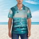 thumbnail image 2 of Fotbe Turquoise Ocean Reflection Camisa Hawaiana para Hombre Unisex – Camisa Casual de Verano con Botones de Manga Corta de Algodón y Lino,3X-Large, 2 of 7