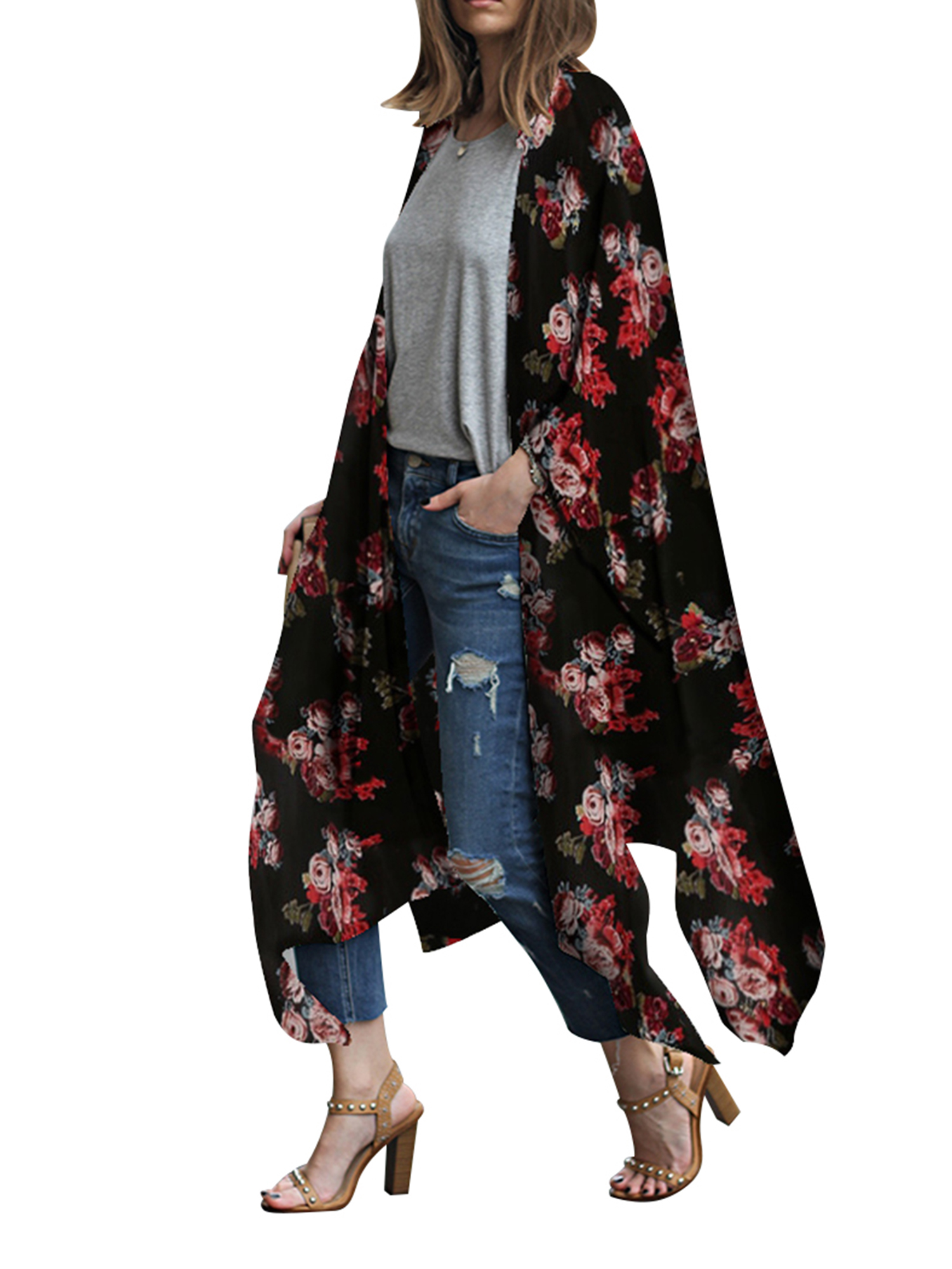 Cardigan Kimono En Mousseline Pour Femme - Ouvert Devant, Ample, Léger - Parfait Plage, été, Festivals