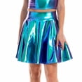 thumbnail image 4 of Women's Sexy Pleated Mini Skirt, High Waist Bodycon Short Skirt, Party Club Skirt for Stage Performance, Night Out and Dance,Blue,M, 4 of 7