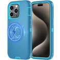 thumbnail image 1 of YWC-pour iPhone 12 Étui [Compatible avec MagSafe], Protection Robuste Antichoc 3 Couches, Résistant aux Chutes et Charge Sans Fil (Aqua, iPhone 12/iPhone 12 Pro), 1 of 4