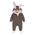 thumbnail image 2 of XinLfly Kids Baby Rabbit Ear Hooded Zipper Romper Toddler Bodysuit Long Sleeve Solid Color Zip Hoodie Jumpsuit Infant Playsuit,Brown,0-3M, 2 of 7