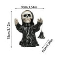 thumbnail image 3 of Cool Skeleton Figurines - Skeleton Decor-Fun | Skeleton Small Statue Holding Bell | Collectible Halloween Decoration | Cute Unique Resin Skull Collectibles Memorial for Home, Room, Birthday, 3 of 4