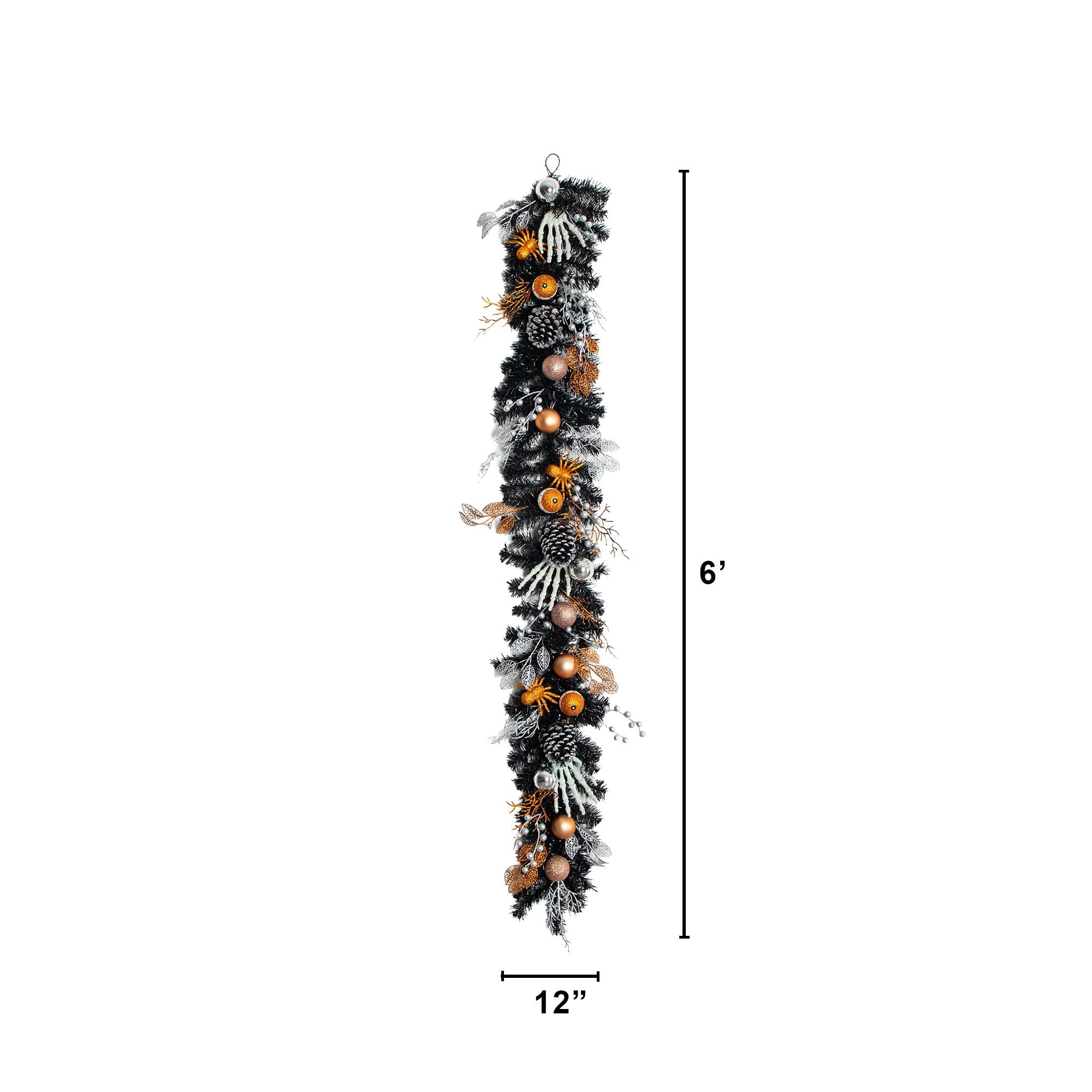 6ft. Artificial Halloween Black Garland with Hands, Spiders and Eyeballs
