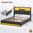 thumbnail image 5 of AOGLLATI Queen Size 4 Drawers Upholstered Bookcase Storage Bed with Charging Station and RGB LED Lights, Black Queen Platform Bed Frame,No Box Spring Needed, 5 of 8
