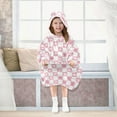 thumbnail image 7 of FORMRS Wearable Blanket Hoodie with Sleeves for Kids Cozy Flannel Sweatshirt, Pink Checkered Heart, 7 of 7