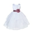 thumbnail image 2 of Ekidsbridal Girl Pageant Flower Girl Dress - White Tiered Organza with Bow Sash 4613T-A (Size: S-12), 2 of 3