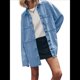 thumbnail image 2 of Chaqueta Vaquera de Gran Tamaño para Mujer, Informal, con Botones, de Larga, Azul M, 2 of 7