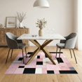 thumbnail image 3 of ODIKA Pink Contemporary Geometric Abstract Mosaic Notched Rectangle Easy Care Kids Safe for Small Living Room, Playroom, Bedroom, 3 of 7