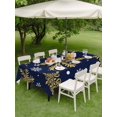 thumbnail image 3 of Outdoor Tablecloth with Umbrella Hole and Zipper, Navy Blue Christmas Rectangle Table Cloth 54x80 Inch Waterproof Tablecloth, Winter Xmas Snowflakes Textured Picnic Table Cover for Patio Camping, 3 of 7