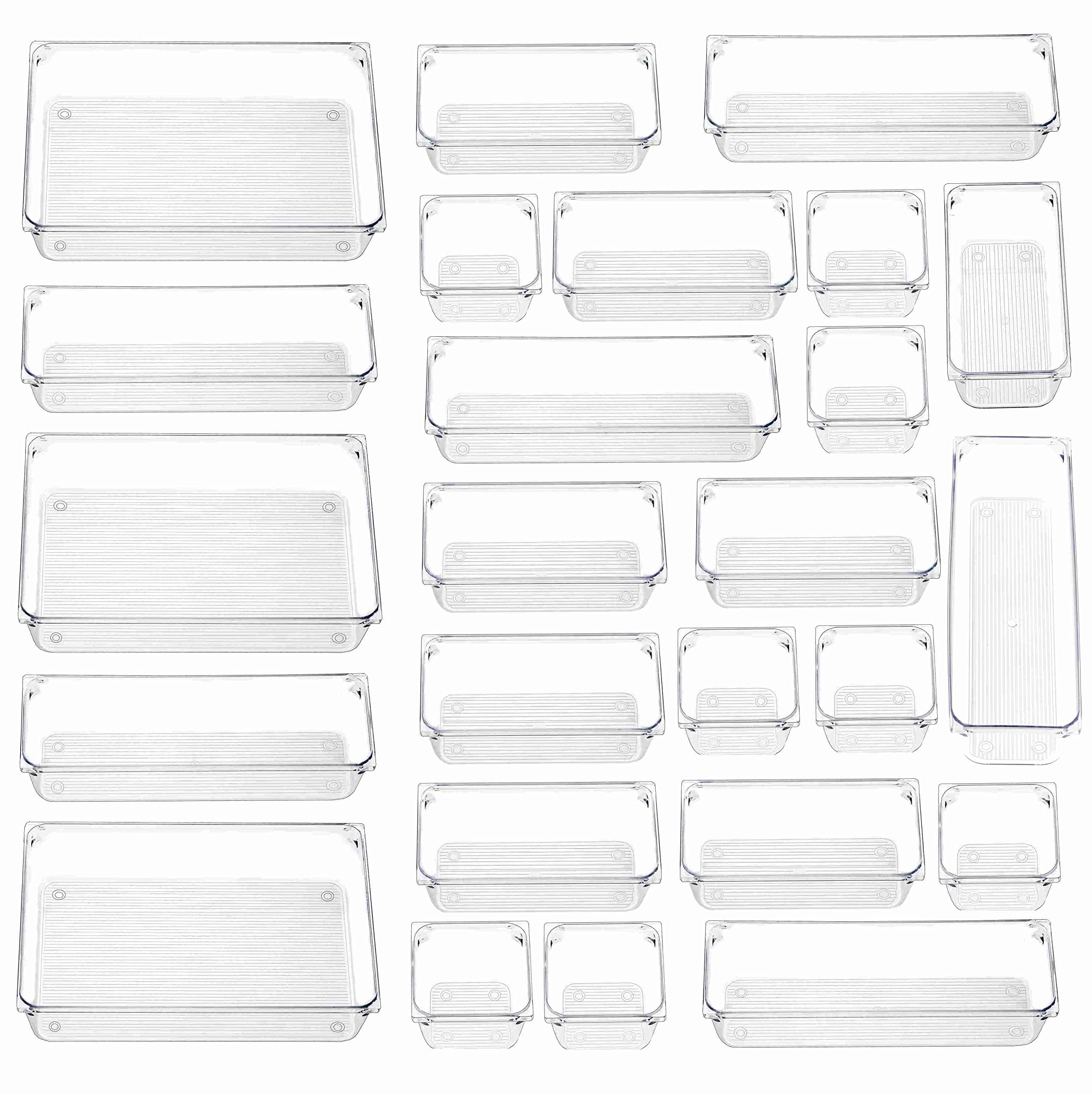 Cq acrylic 25 PCS Clear Plastic Drawer Organizers Set,4Size Bathroom