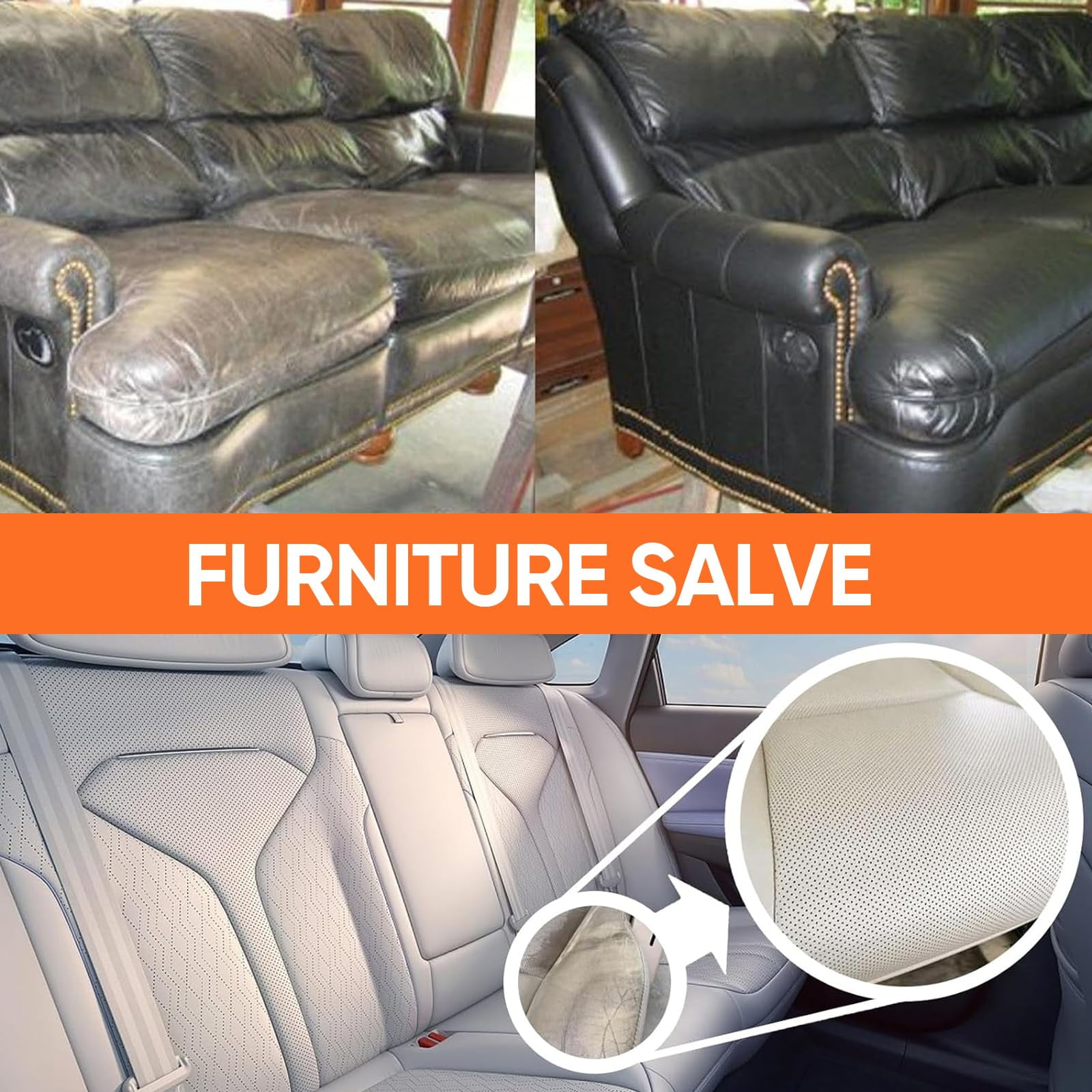 2PCS Furniture Salve & Brush, 8oz Leather and Wood Furniture Salve with Brush for Home, Sofa, Car Seats