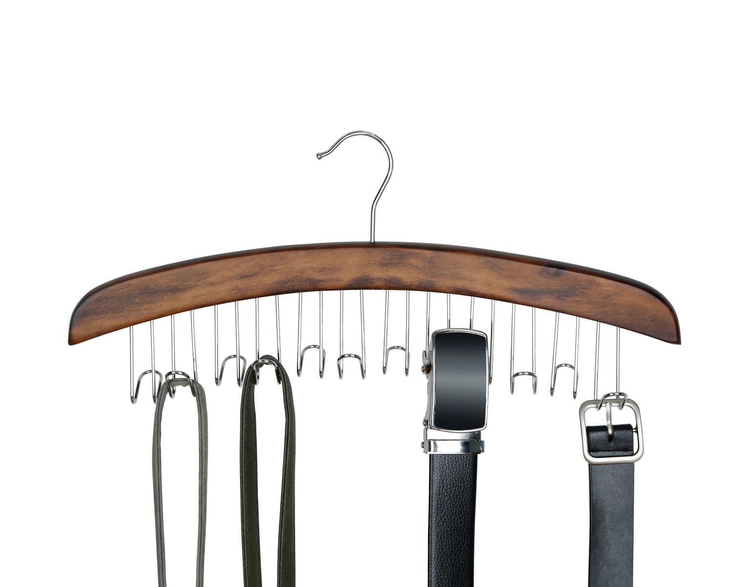 MAINSTAYS Cintre à 12 ceintures, support à ceintures en bois robuste, accessoires de placard avec 12 crochets, organisateur de ceintures pour organisateurs de placard et rangement