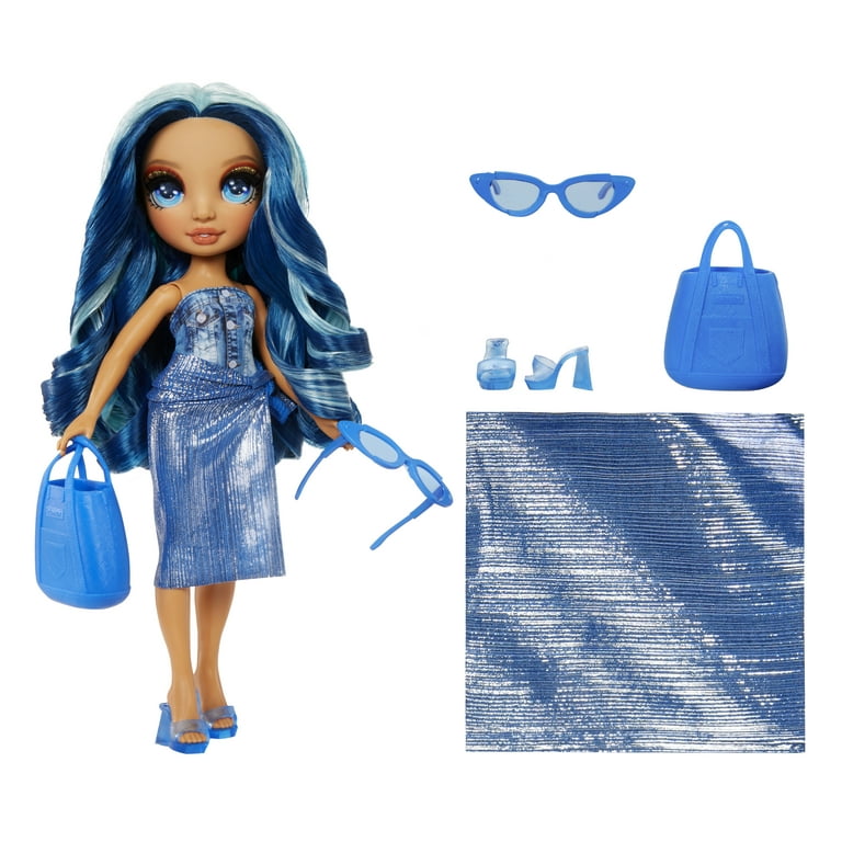 Rainbow High Swim & Style Skyler, Blue 11 Fashion Doll with Shimmery Wrap  to Style 10+ Ways, Removable Swimsuit, Sandals, Fun Play Accessories, Great